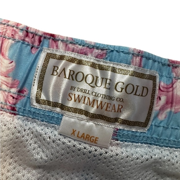 Baroque Gold Men’s Swim Trunks Blue and Pink Size XL - Picture 6 of 10